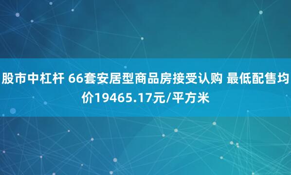 股市中杠杆 66套安居型商品房接受认购 最低配售均价19465.17元/平方米