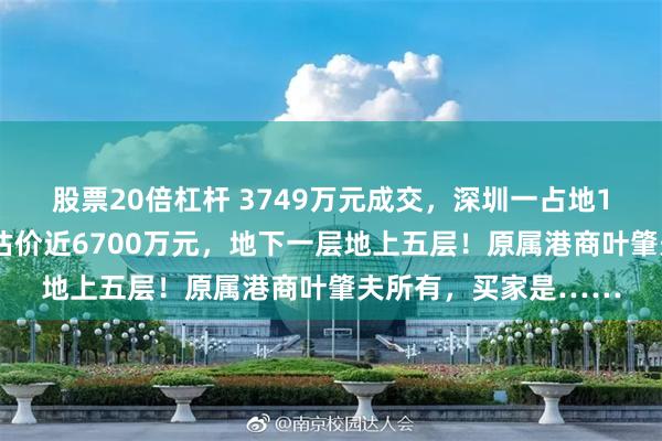 股票20倍杠杆 3749万元成交，深圳一占地10亩独栋别墅拍卖！估价近6700万元，地下一层地上五层！原属港商叶肇夫所有，买家是……