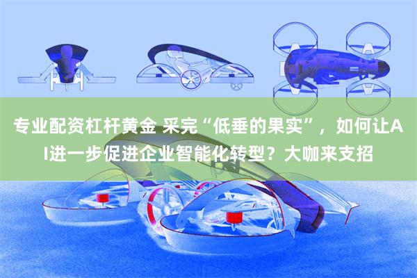 专业配资杠杆黄金 采完“低垂的果实”，如何让AI进一步促进企业智能化转型？大咖来支招